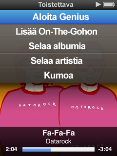 Lisäkomentojen käyttäminen Joitakin ipod nanon komentoja voidaan käyttää suoraan Toistettava-näytössä ja joissakin valikoissa.
