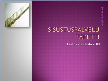 HAAGA-HELIA ammattikorkeakoulu Tehtävä 1 (8) POWERPOINT-etätehtävä Tee seuraavanlainen diasarja. Etsi kuvat, voit käyttää mitä kuvia tahansa. Liitä niihin muotoilut ym.