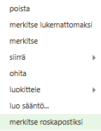 Luokitellun viestien hakeminen Kirjoita hakukenttään AQS-avainsana category ja kaksoispiste sekä heti perään luokan nimi ja paina Enteriä. Hakee viestit joiden luokan nimi on Meke.