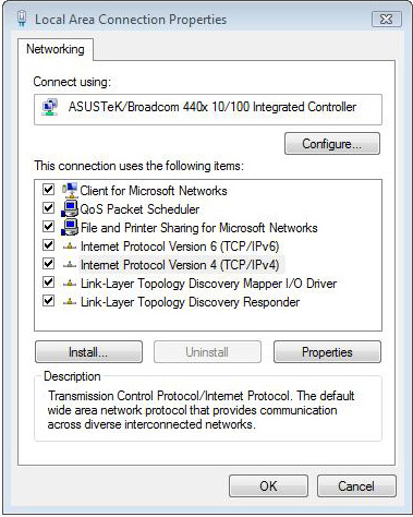 Windows XP -käyttöjärjestelmä 1. Valitse Käynnistä > Ohjauspaneeli > Verkkoyhteys. Napsauta oikealla painikkeella Lähiverkkoyhteys ja valitse Ominaisuudet. 2.