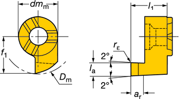 TURN - FN orout M-terät Aksiaalipisto orout M - terät KATKASU A URANSORVAUS M-09FA, A-malli M-09F, -malli A-malli -malli Toleranssit, (tuumaa): l a = +0.05/-0 (+.002/-0) r ε = ±0.02 (±.0008) l 1 = ±0.