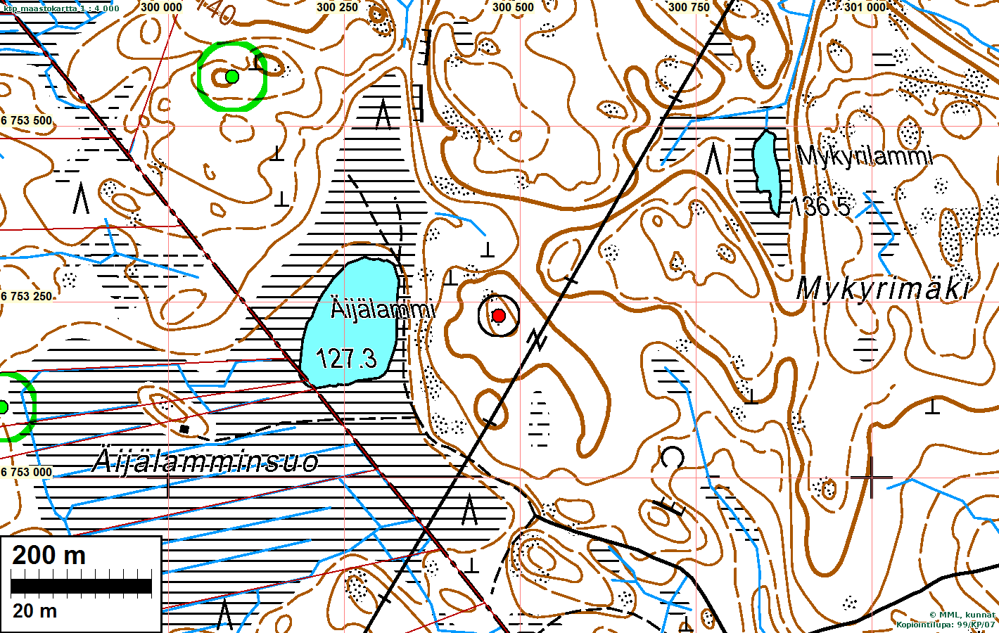 Lähiympäristössä kasvaa nuorehkoa sekametsää, pääosin koivuja, mäntyjä ja kuusia.