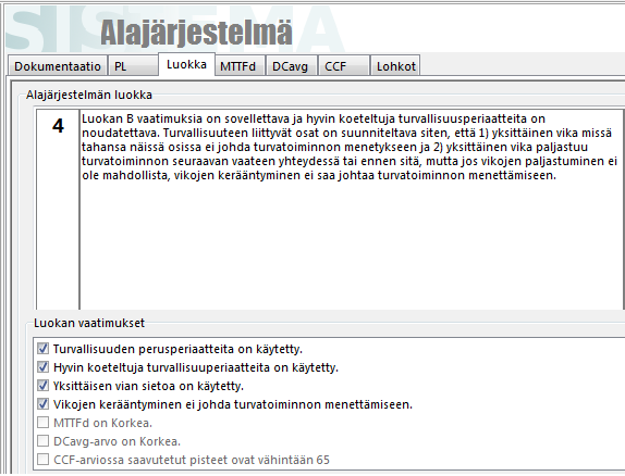 39 tajan kirjastosta, eikä niille ole määritelty niiden täyttämää suoritustasoa, joten komponentit on lisättävä manuaalisesti laskentaan.