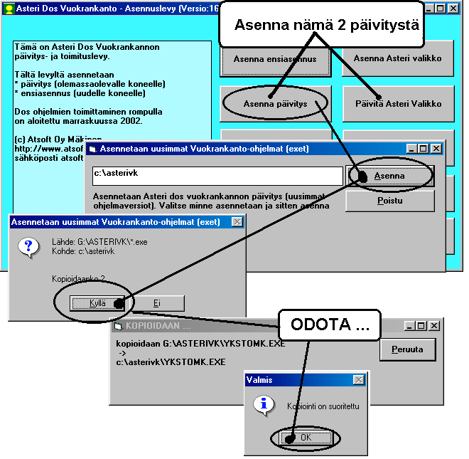 Päivityksen asentaminen Päivitys sisältää CD-levyn, jolta voidaan tehdä paitsi päivitys niin myös ensiasennus.