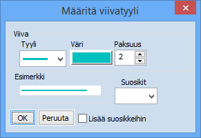 Ribbon Muotoile-kieleke: Tekstityyli: Taulukon aktiiville/valituille riveille voi määritellä tekstityylin toiminnolla aukeavasta ikkunasta.