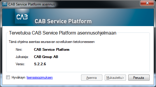 Tämän jälkeen voit ladata CABAS-järjestelmän asiakasohjelman suoraan (oma käyttäjäprofiili), tai voit valita minne muualle haluat asentaa järjestelmän (Advanced installation).