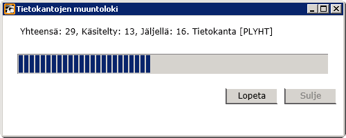 Muunnettavien kantojen valinta ja muunnon käynnistys Valitse muunnettavaksi kaikki kannat painikkeella: Toukokuu 2015 21 (24) (siirtää kaikki kannat muunnettaviin kantoihin) Kaikki valittavissa