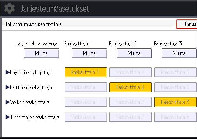 1. Aluksi Järjestelmänvalvoja Järjestelmänvalvoja voi poistaa pääkäyttäjän salasanan ja määrittää uuden.