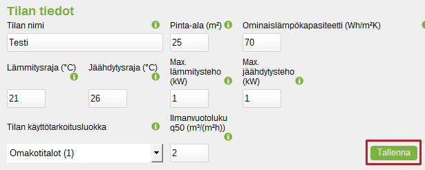 Tallenna tekemäsi muutokset painamalla Tallenna. HUOMIO: Tallenna painike toimii vain aktiivisena olevan rivin tai osion muutettujen tietojen tallentamiseen.