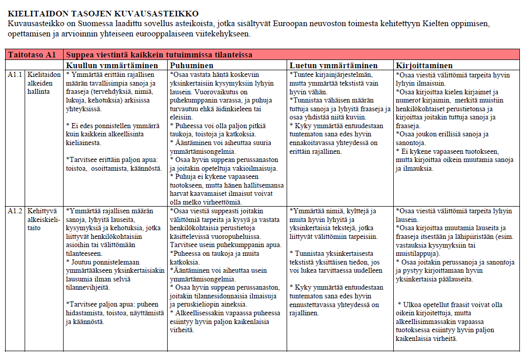 Liite 1: KIELITAIDON