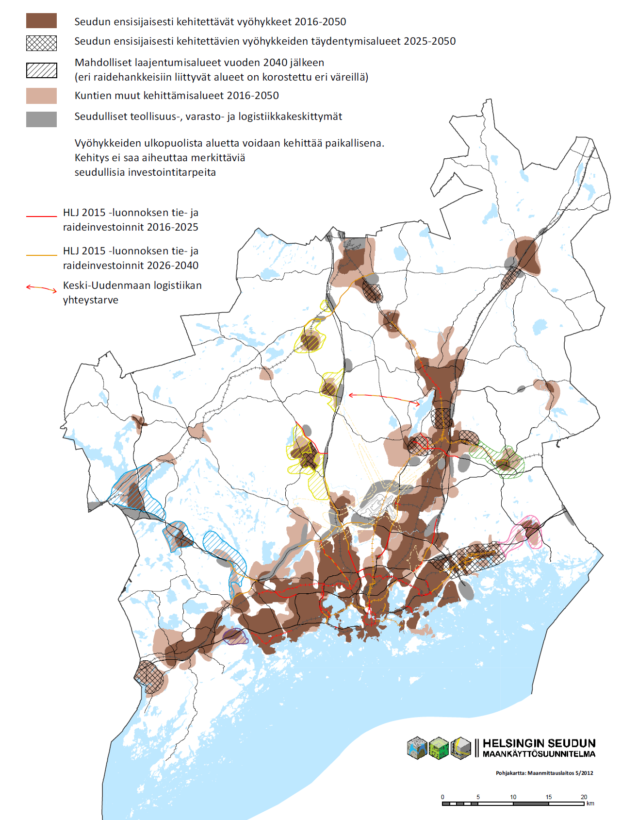 Helsingin seudun maankäyttösuunnitelma 2050 on luonteeltaan rakennesuunnitelma, joka osoittaa seudun maankäytön kehittämisen vyöhykkeet.