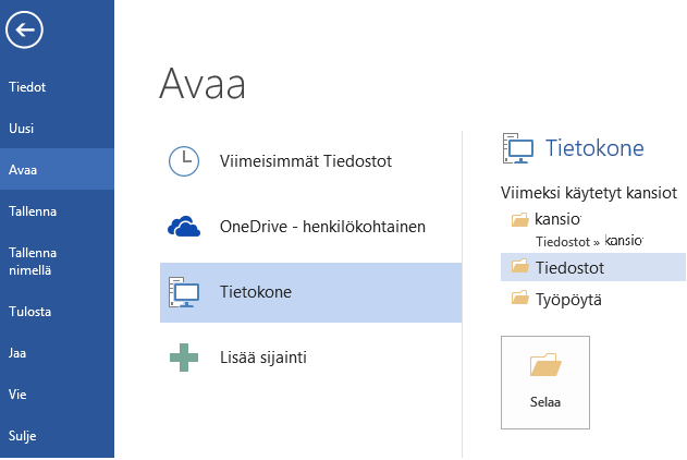 Miten tallennan mikrlukissa 2 Tallenna (Save) = tallentaminen 1. kerran tai edellisen työn päälle Tallenna nimellä (Save As) Tallentaminen esim.