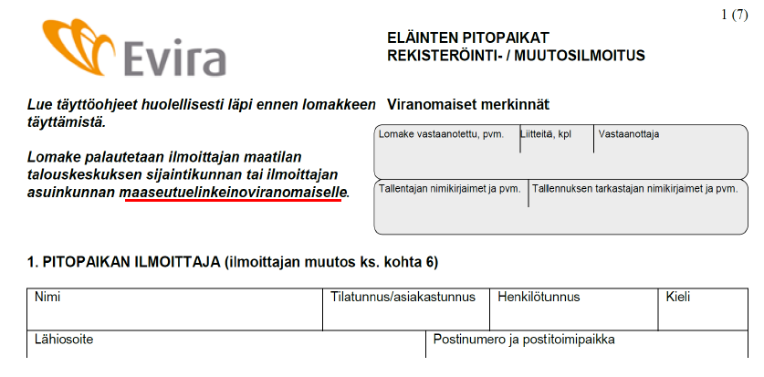 Pitopaikkojen rekisteröinti Pitopaikkatiedot (FI00000123456789
