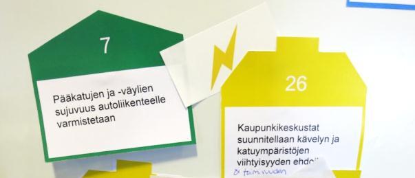 Tavoitteiden väliset ristiriidat Tavoite # 1 Tavoite # 2 Kommentteja Kehitetään autoliikenneverkkoa kaupungin alueella puumaisesta verkostomaiseksi Kaupunkikeskustat suunnitellaan kävelyn ja