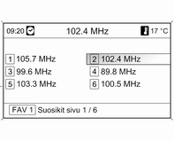 32 Radio CD 400: Huomautus Parhaillaan vastaanotettavan aseman kohdalla on merkki i.