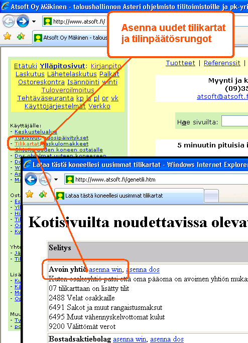 Vaihe 3: Asenna uudet tilikartat ja tilinpäätösrungot Tilikartat ja tilinpäätösrungot on toimitettu