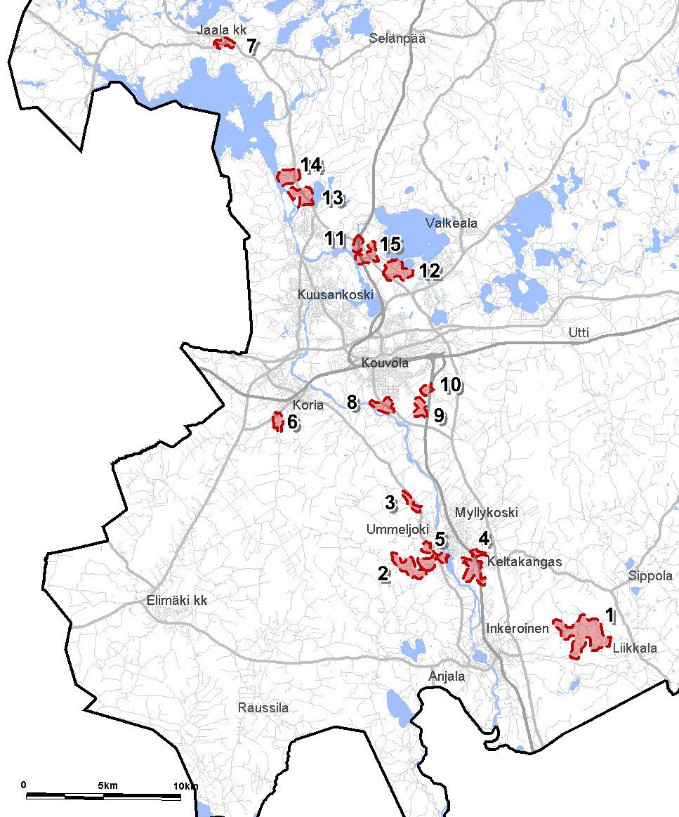 Kouvolan kaupungin vesihuollon kehittämissuunnitelma 11 Muut vesihuollon piirissä olevat alueet Kuva 3.