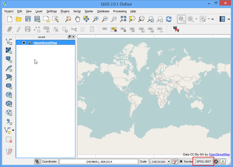 4. Now the task is to locate the general vicinity of the area that we are trying to georeference. You can just use Pan and Zoom tools to locate that area on the OpenStreetMap layer.