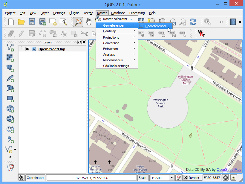 9. In the Georeferencer window, go to File Open