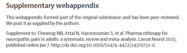 Tmk:n pj ja jaettu 1-kirjoittajuus: Finnerup N, Attal N Työryhmän jäsenet: Haroutiunian S, McNicol E, Baron R, Dworkin R, Gilron I, Haanpaa M, Jensen TS, Kamerman P, Lund K, Moore A, Raja R, Rice A,