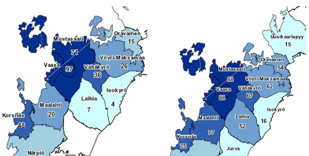 KOMMERSIELL SERVICE Kommersiell service Den kommersiella servicen har ökat gynnsamt i Vasaregionen under de senaste åren.