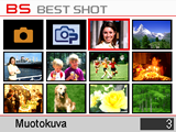 BEST SHOT -tilan käyttö Mikä on BEST SHOT? BEST SHOT -ominaisuus sisältää sarjan esimerkkitilanteita, jotka vastaavat erilaisia kuvausolosuhteita.