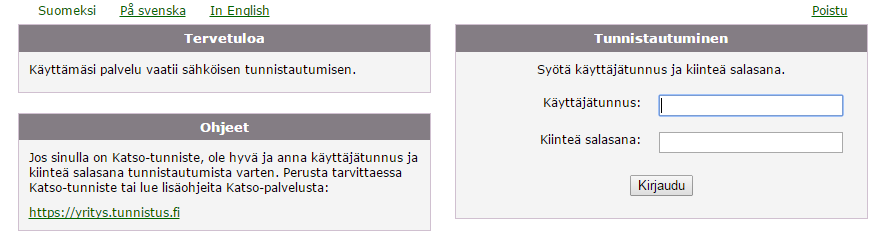 MITEN TIEDONKERUUJÄRJESTELMÄÄN KIRJAUDUTAAN? 1. Syötä käyttäjätunnus sekä kiinteä salasana ja valitse "Kirjaudu" 2.