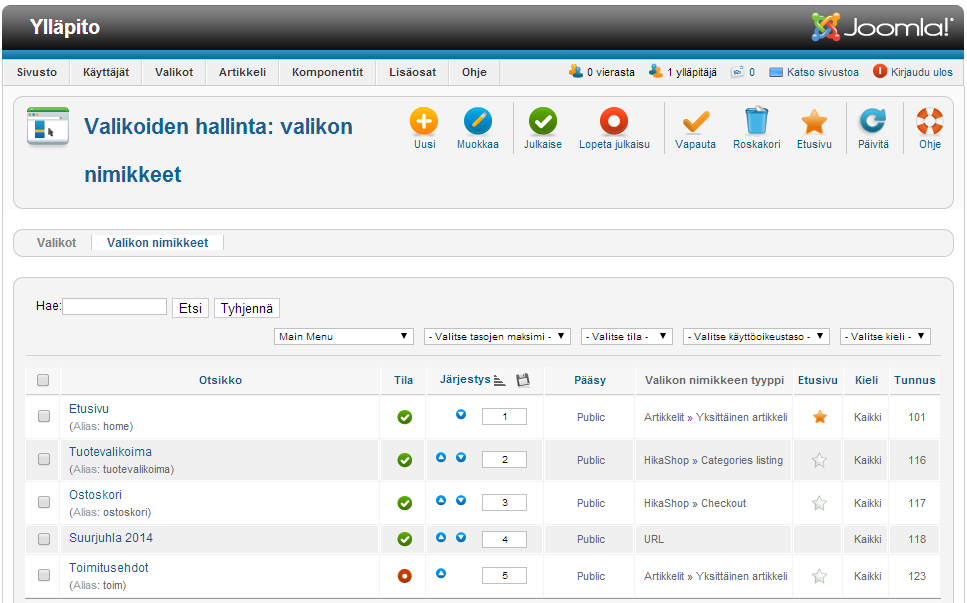 osalta tämä ongelma ratkesi tilaajan määriteltyä kategorioinnin tarpeettomaksi, sillä tuotenimikkeitä tuli myyntiin vain rajoitettu määrä.