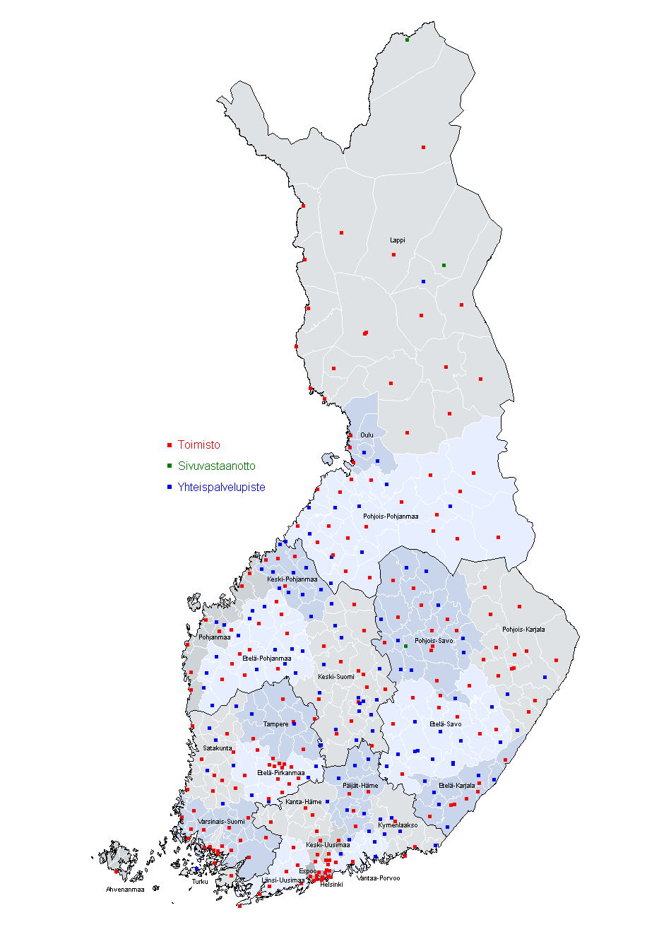 kpl (Savukoski) Yhteispalvelupisteitä 159 kpl Toimistopalvelun lisäksi palvelua