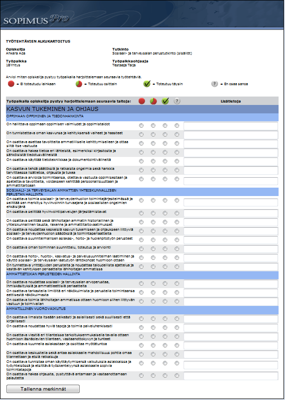 Opiskelijan alkukartoituslomake: OPPISOPIMUSKOULUTUS