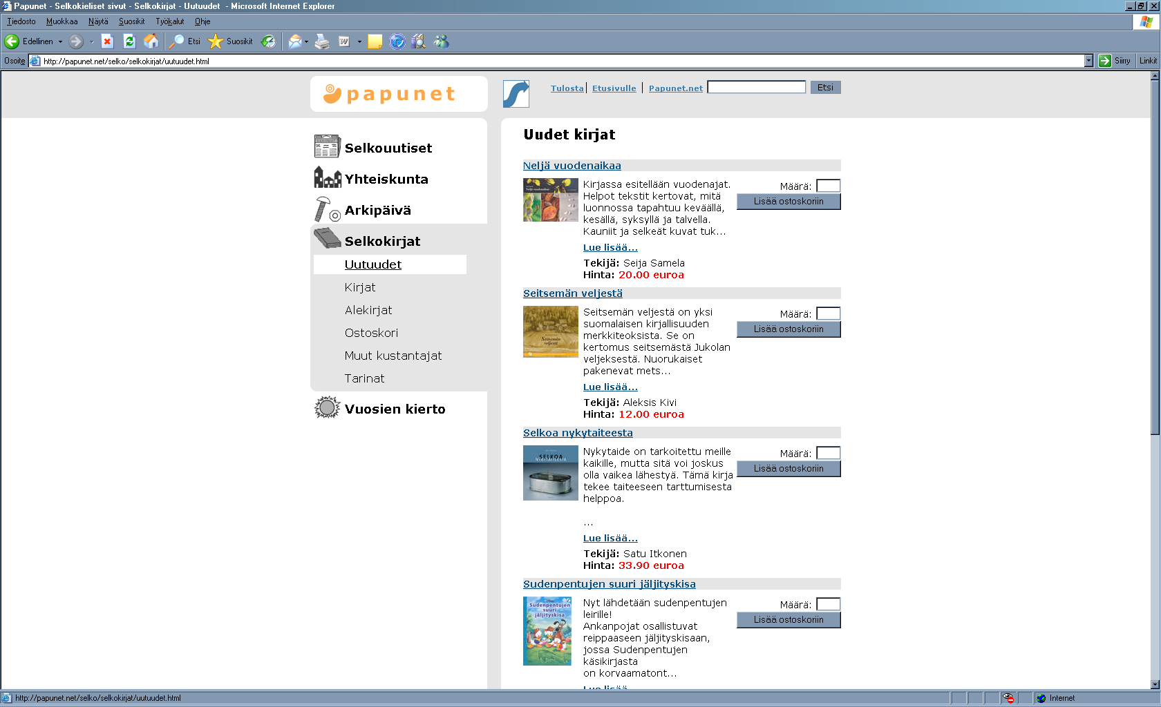 Selkokirjojen tilaus www.papunet.