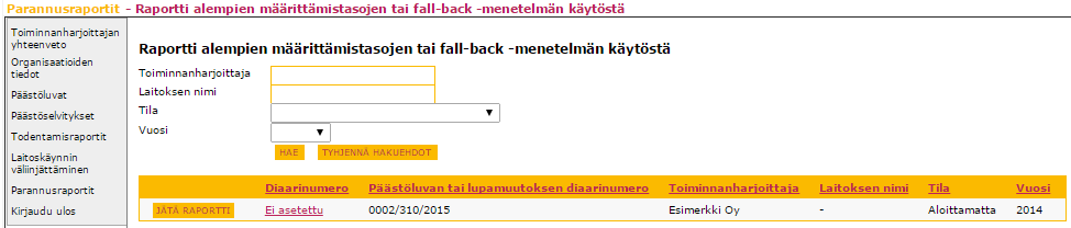 32 (36) Kuva 30 Parannusraporttien valikko 9.