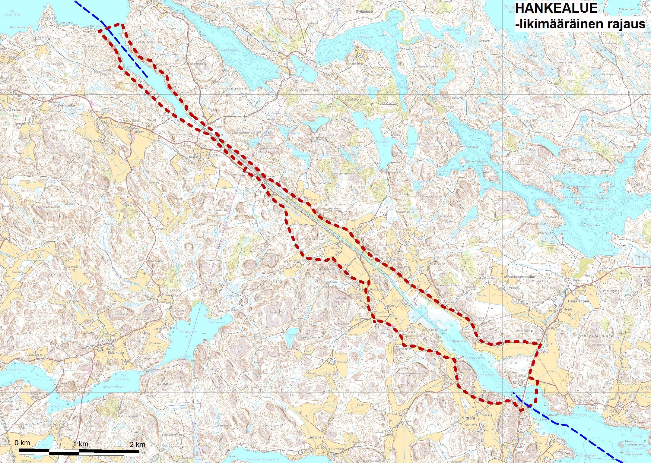 KIMOLAN KANAVAN HANKEALUE -likimääräinen rajaus Konniveden