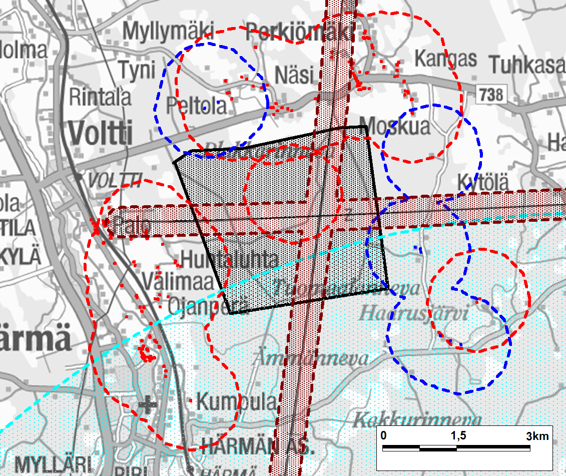 FCG SUUNNITTELU JA TEKNIIKKA OY Raportti 10 (17) 4 Voltti-Kakkurin tuulivoima-alue 4.1 Ei-analyysi Etelä-Pohjanmaan tuulivoimaselvityksessä (2012) Voltti-Kakkurin selvitysalueesta suuri osa on ns.