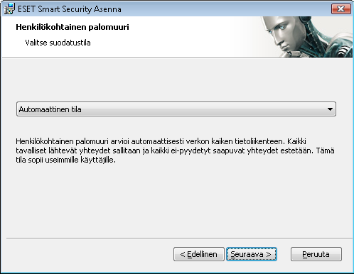 Asennuksen seuraavassa vaiheessa on annettava salasana ohjelmaparametrien suojaamiseksi. Valitse salasana, jolla haluat suojata ohjelmaa. Vahvista salasana kirjoittamalla se uudelleen.