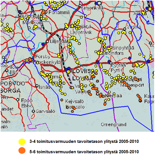 41 Vikakeskeytyksen tavoitetason ylityksen kokeneiden asiakkaiden lukumäärissä on vuosittaista vaihtelua, kuten kuvasta 4.33 havaitaan. Kuvasta 4.