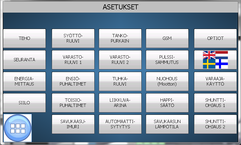 7.3 ASETUKSET-sivu Kuva 3. ASETUKSET-sivu - kaikki Optiot valittuna. ASETUKSET-sivulla on eri toimintoihin liittyvät valikot, josta voidaan muokata kyseisen toiminnan parametrejä/asetuksia.