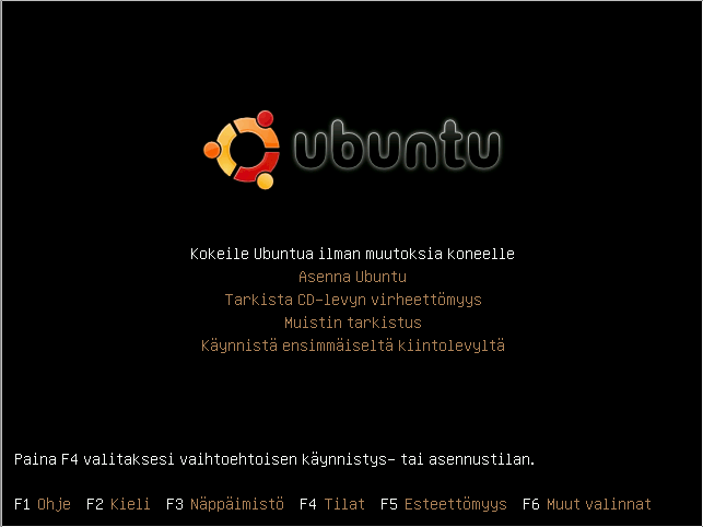 Jos Ubuntu on käynnistynyt