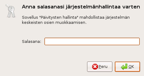 Klikkaamalla Asenna päivitykset järjestelmä kysyy ensin salasanaasi, jonka jälkeen asentaa