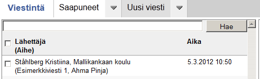 7 / 21 3.1 Viestien lukeminen Saapuneet Helmi-viestit löydät Saapuneet -välilehdeltä. Viestiä klikkaamalla viesti avautuu oikealle puolelle.