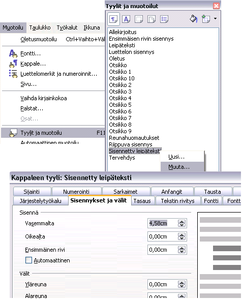 - 152-2 1 3 4 Tekstien sisennyksiä voidaan hallita myös taulukoiden avulla.