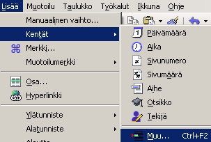 - 209 - (4) Kun kirjeen perusteksti on valmis, siihen voidaan laittaa paikalleen ne kentät, joihin tiedot osoiterekisteristä poimitaan.