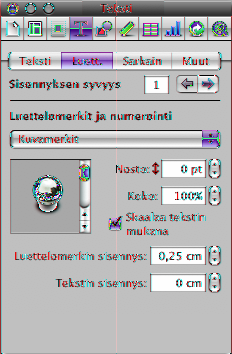 Luettelomerkeillä tai numeroilla merkityn luettelotyylin muokkaaminen Muuta luettelomerkki- tai numeroluetteloita muokkaamalla luettelotyyliä.