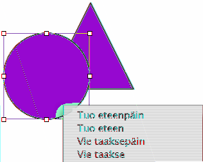 Oikotievalikon avaaminen: mm Paina Ctrl-näppäintä samalla, kun osoitat tekstiä tai objektia.