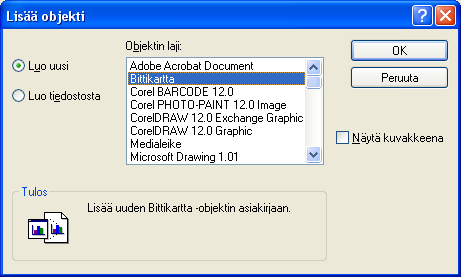 Upotetut objektit WordPad osaa käsitellä upotettuja objekteja. Tämä tarkoitta sitä, että objekti tuodaan WordPad -tiedostoon. Objekti voi olla esimerkiksi kuva.