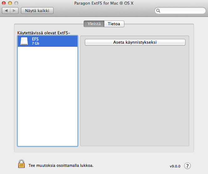 Ajurin määrittäminen Paragon ExtFS -tuki Mac OS X:lle on erittäin joustava, ja se voidaan helposti määrittää graafisen käyttöliittymän tai komentorivin avulla.