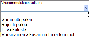 F-44 (132) Halutaan kerätä tietoa myös niistä tapauksista, joissa alkusammutusta on yritetty jollakin varsinaiseen alkusammutuskalustoon kuulumattomalla välineellä, kuten matolla tai vastaavalla.