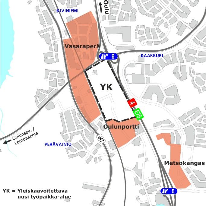 41 Kuvio 39. Metsokangas, Vasaraperä ja Oulunportti Vapaita työpaikkatontteja alueella on 16.