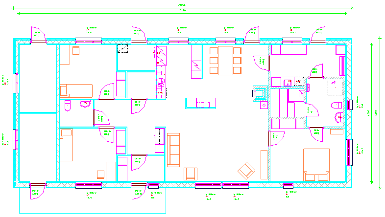 Määrälaskennan pohjakuva Liite 1 2 (5) Matalaenergia talo, villaeristys. Kuvan perusteella kerrosalaksi on saatu 194,20 m2 huoneistoalan pysyessä 171,5 m2. Seinien viemä pinta-ala on 22,7 m2.