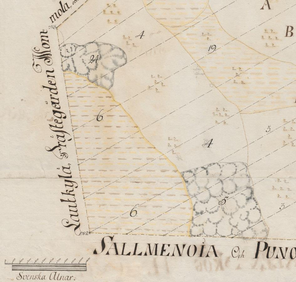 9 Paikka on merkitty rajapisteeksi ainakin jo 1700-luvun jälkipuolen tiluskarttaan (Ståhlström 1769), mutta se voi olla huomattavasti vanhempikin, koska asutus ao.